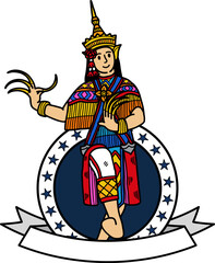 Obraz premium illustration of Thai classical dance Nora logo