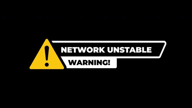 Network Unstable Warning Symbol Animation With Yellow Hazard Icon For System Alert On Black
