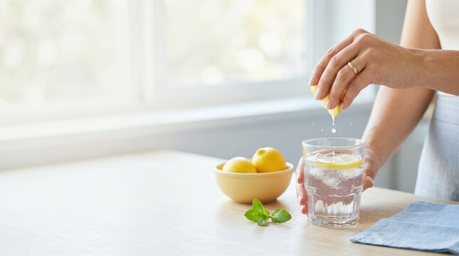 Fresh lemon being squeezed for juice extraction