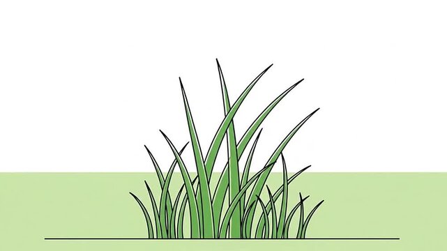 Minimalist green grass tuft illustration on white background.