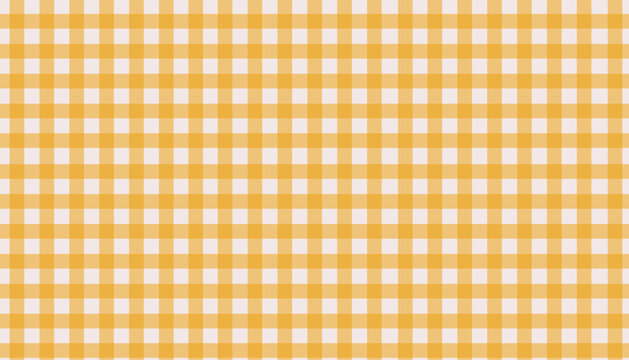 Yellow gingham check seamless pattern and sunny mustard plaid tablecloth background. A bright checkered picnic texture for cheerful summer barbecues, outdoor garden party, retro country kitchen decor.