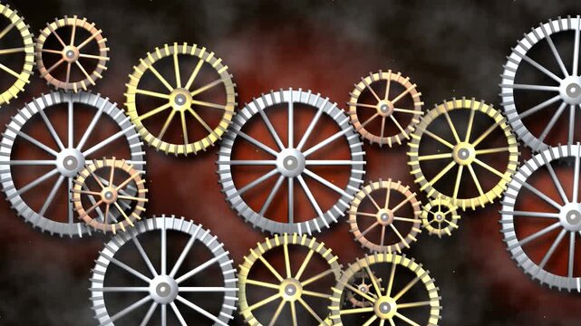 Steampunk brass gears cogs mechanism vintage industrial tech