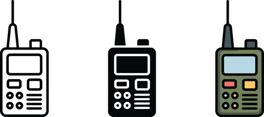 Walkie talkie, icon vector, handheld radio communication symbol with antenna for emergency networks security communication and mobile app designs. © Miah