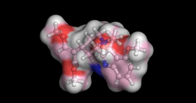 7-)H (7-Hydroxymitragynine), Kratom active compound, 3D molecule 4K spinning