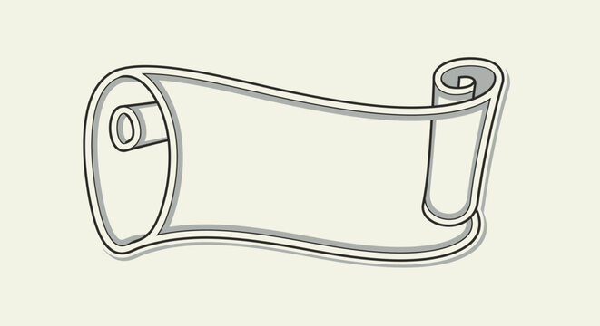 Empty vintage paper scroll outline on off-white.