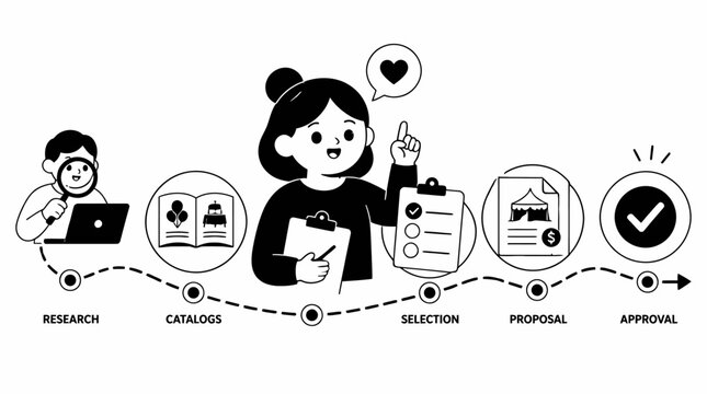 Illustration of a person managing a business proposal process.