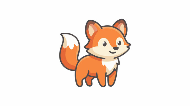 A cute cartoon fox with orange fur and a white tail tip