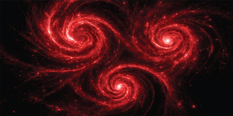 Abstract Red Spiral Cosmic Vortices With Dynamic Galactic Motion And Energy Swirl Background © Midul