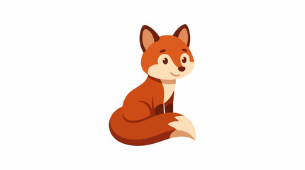 Obraz premium A cute cartoon fox with orange fur and a white muzzle sits curled up