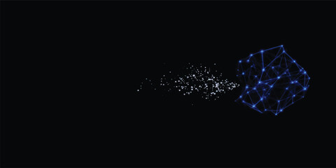 Abstract Blue Particle Cluster Floating Through Deep Space With Futuristic Energy Effects © Midul