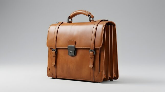 Vintage brown leather briefcase, professional executive attache case, classic tan messenger bag for business documents and office work