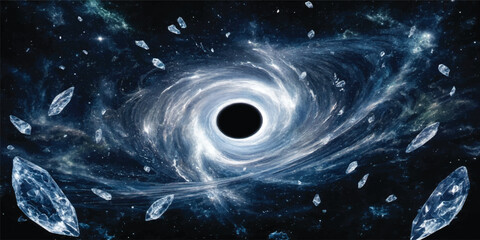 Abstract White Black Hole With Swirling Cosmic Matter And Celestial Energy In Deep Universe © Midul
