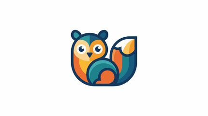 Fototapeta premium A colorful cartoon squirrel with a vibrant orange, teal, and yellow body