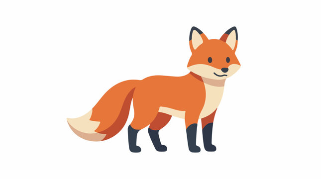 A stylized cartoon fox with orange and white fur, black legs and ears