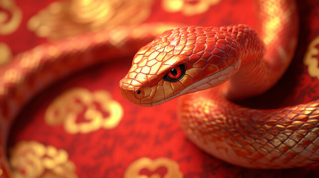 Red snake cartoon snake close up orange scale reptile animal eye head body pattern