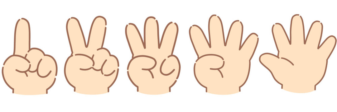 Finger Counting Hand Icons 1-5