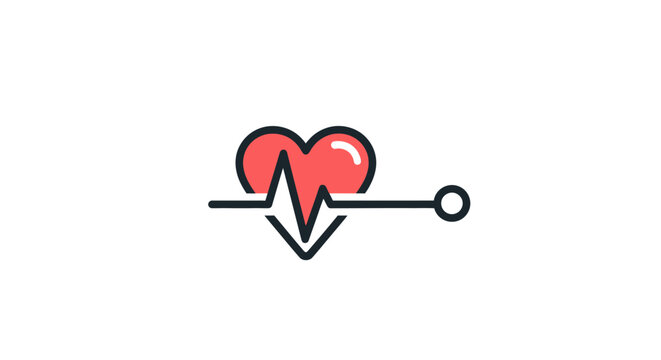 A red heart shape with a line showing a heartbeat, a symbol of health and wellness