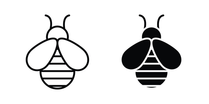 Bee icon in line art design vector concepts