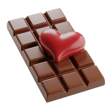 Close-up of Milk Chocolate Bar with Heart-shaped Candy