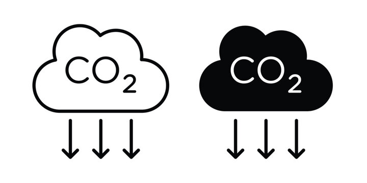 carbon reduction icon in line art design vector concepts