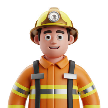 Cartoon Firefighter Character in Uniform
