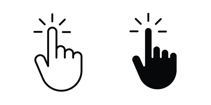 Click Hand icon in line art design vector concepts