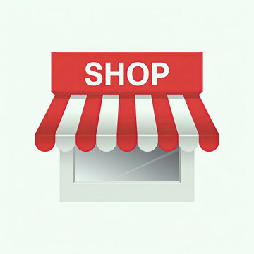 Small Shopfront with Red and White Awning