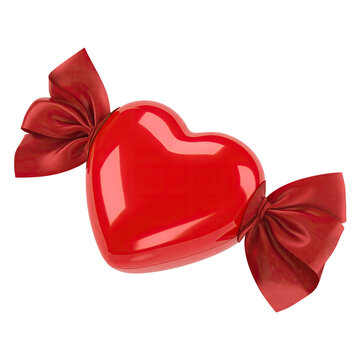 Close-up of Heart-Shaped Candy with Red Wrappers