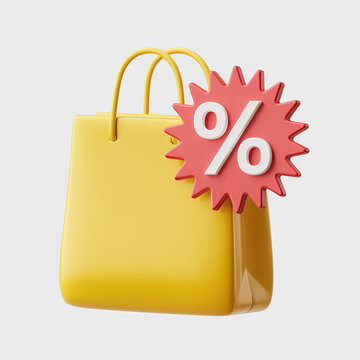 Shopping bag with discount percentage symbol
