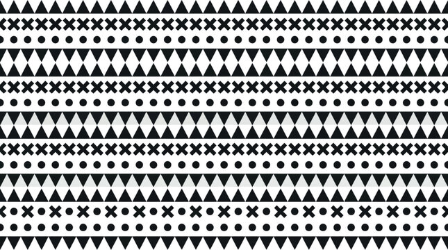Seamless black and white geometric tribal pattern background for modern design