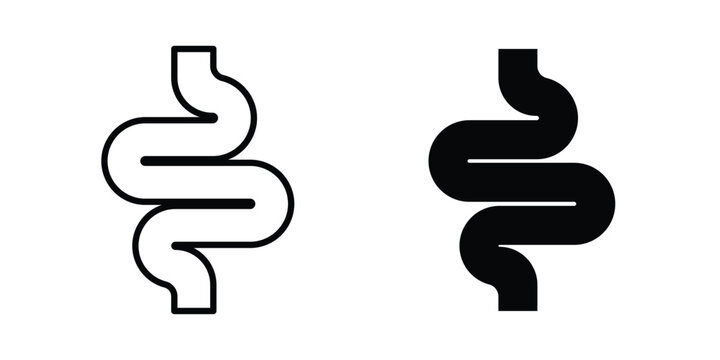 Gut constipation icon in line art design vector concepts