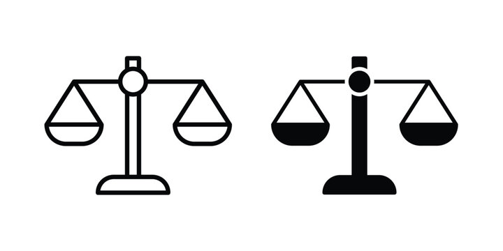 justice scale icon in line art design vector concepts