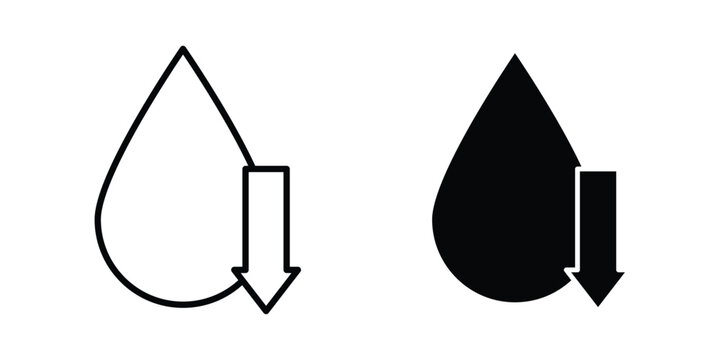 Low water level icon in line art design vector concepts