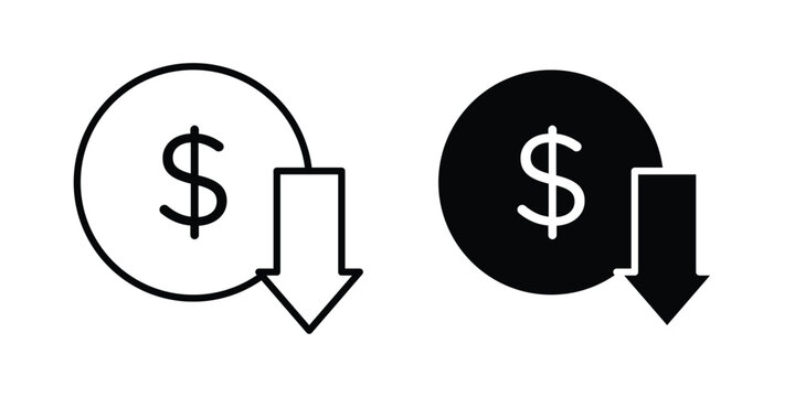 Lower cost icon in line art design vector concepts