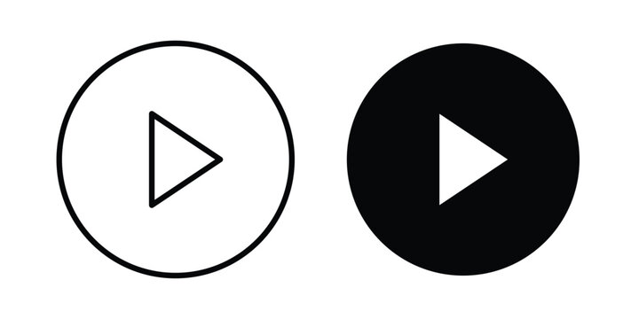 Media play button icon in line art design vector concepts