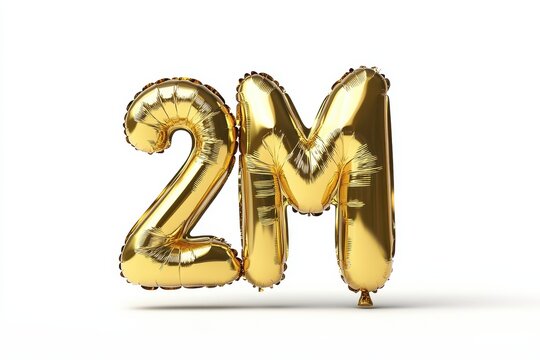2m golden balloon letters isolated on white background