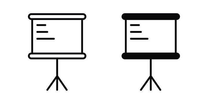 Presentation icon in line art design vector concepts