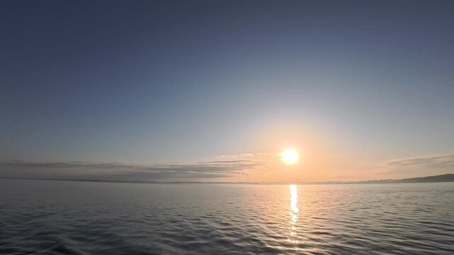 Majestic morning sky and quiet ocean background, user-friendly composition for design