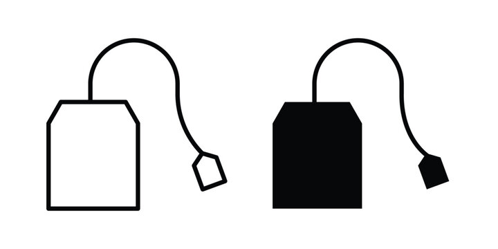 Tea bag icon in line art design vector concepts