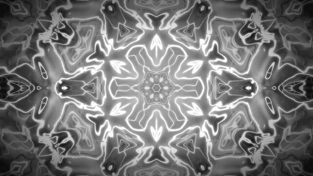 Monochrome void fractal kaleidoscope mandala psychedelic pattern