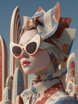 Surreal Fashion Portrait With Sunglasses &ndash; AI Generative