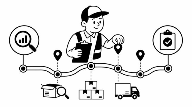 Delivery worker managing logistics and supply chain process.