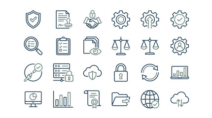Fototapeta premium Business Security Management and Contract Flow Icons