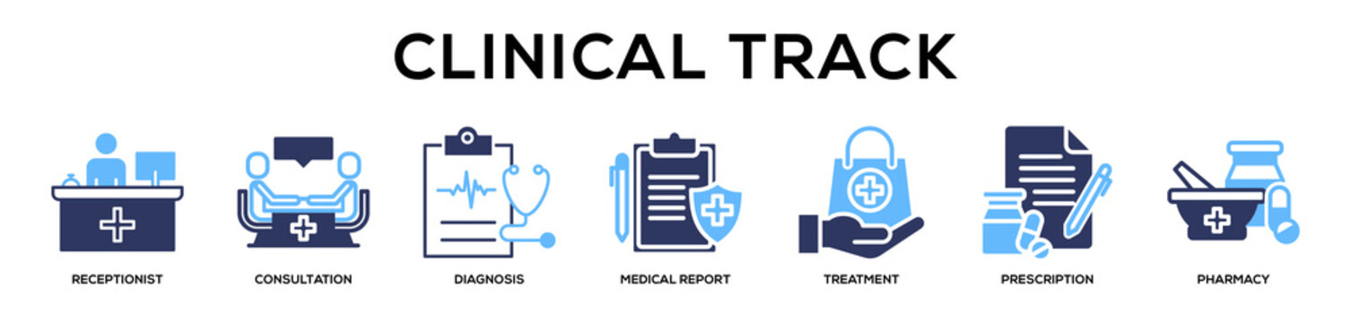 Glyphcolor - Clinical Track web banner icon vector illustration concept