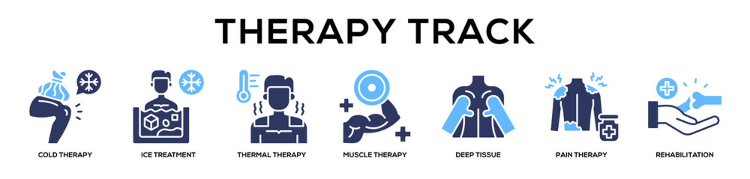 Glyphcolor - Therapy Track web banner icon vector illustration concept