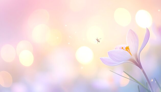 A serene image of a white flower with a bee
