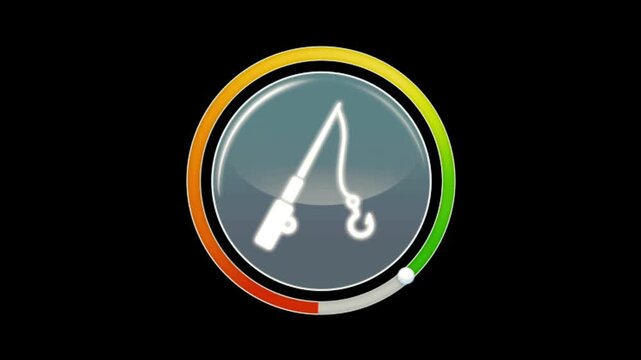 Fishing rod icon on black background.
