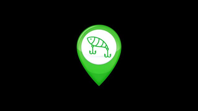 Fishing rod icon on black background.