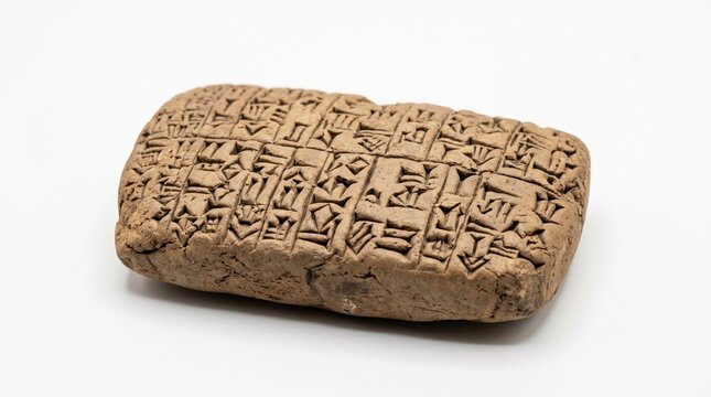 Ancient mesopotamian clay tablet with cuneiform script cuneiform writing