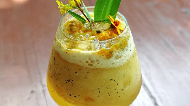  A blended passion fruit juice